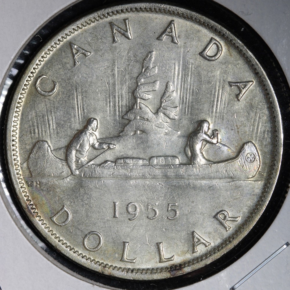 1955 Canada SILVER One Dollar Piece E395 DAEU