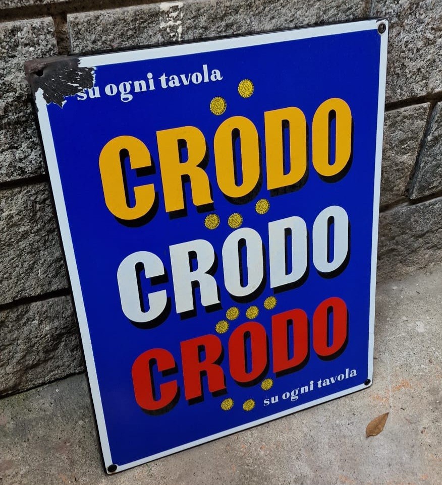 Crodo Enamel Table Sign