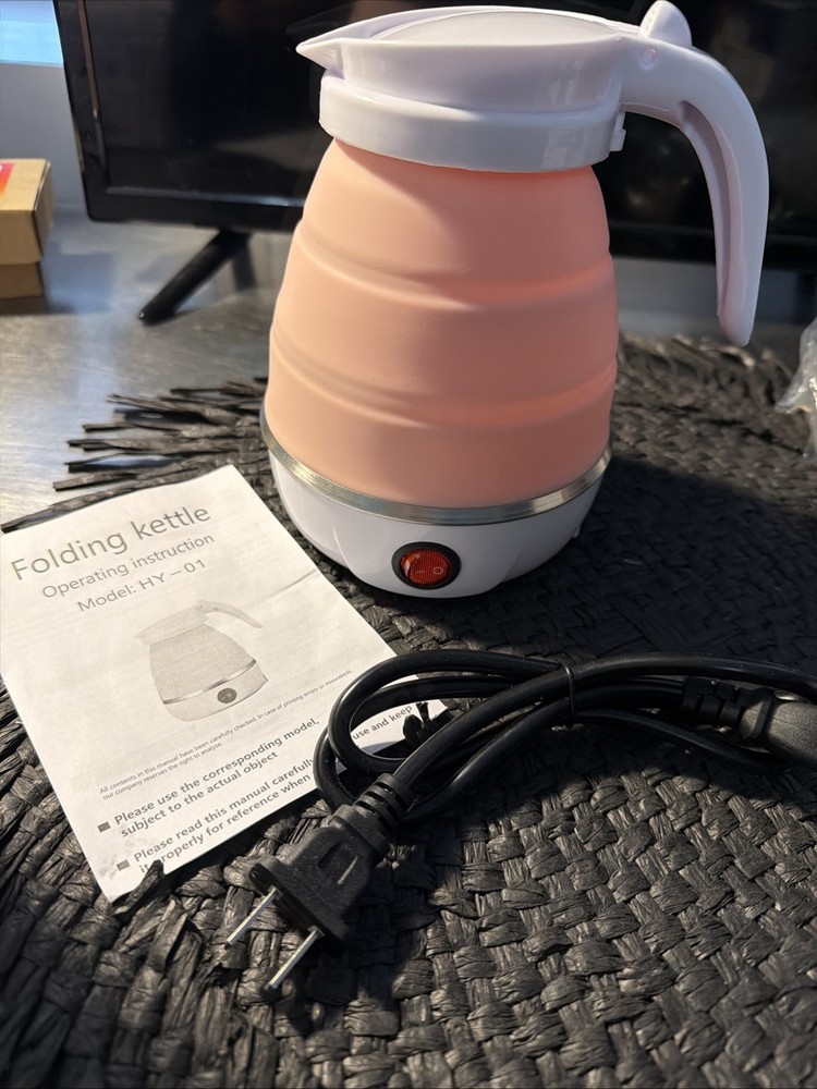 Folding Pink Kettle Us Plug 110V 400 W Detachable Power Cord For Desktop