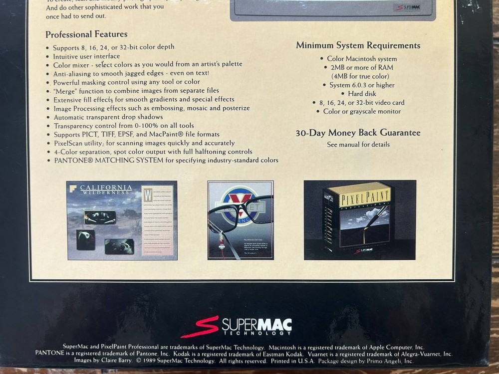 Vintage SUPERMAC PIXEL PAINT PROFESSIONAL GRAPHICS Software Apple Macintosh