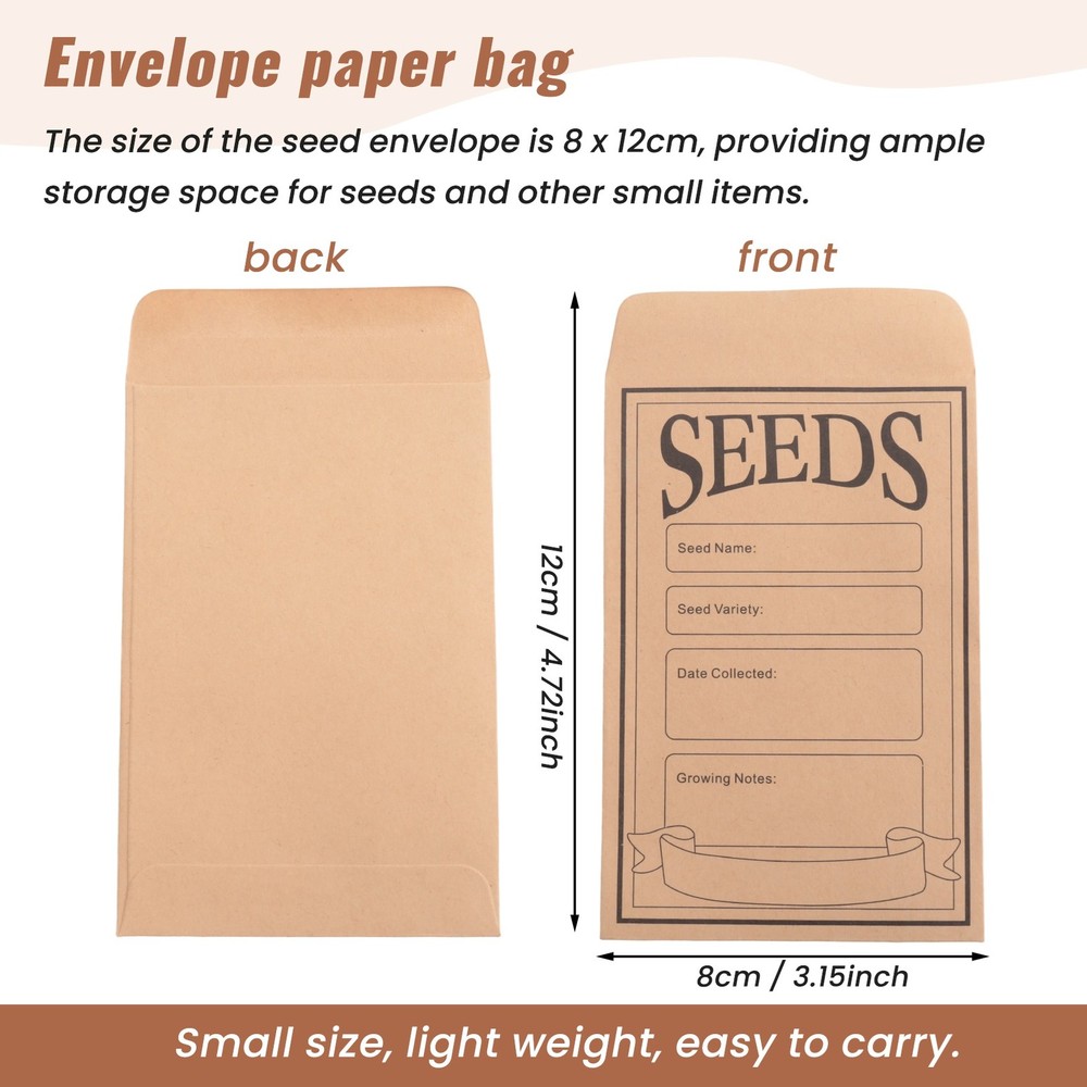 100PCS Seed Packets Envelopes: Self Sealing Small Seed Envelopes for9718