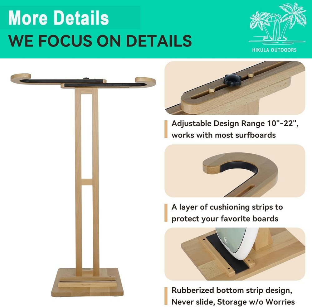 Floor Standing Surfboard Storage Rack Polished Wooden
