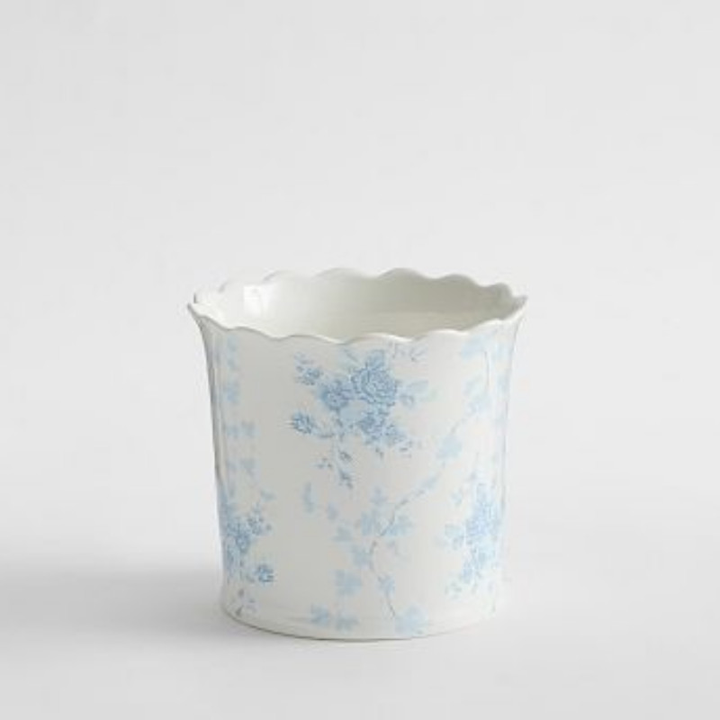 New Pottery Barn LoveShackFancy Rose Ceramic Cachepot Blue