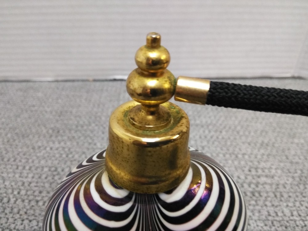 VTG. ALBERT E. PRICE Pulled Feather Swirl Art Glass Perfume Bottle & Atomizer