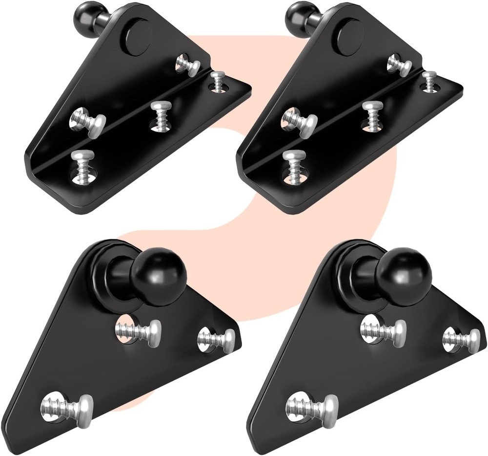 10MM Mounting Bracket, Gas Strut Spring Ball Stud, 2 Angled L-Type Mounts and 2