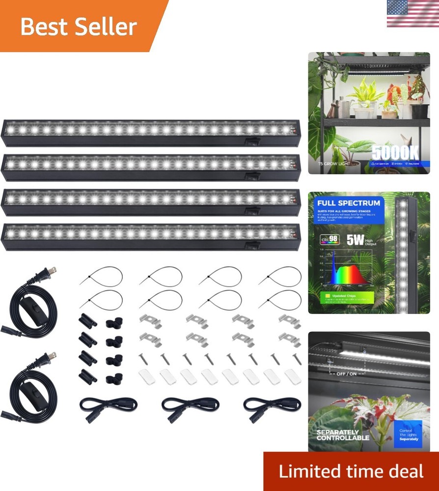 Energy-Efficient 1ft LED Grow Light Strips with Magnetic Installation - 4 Pack