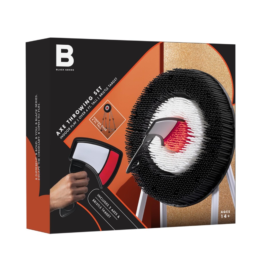 Black Series Axe Throwing Target Set, Includes 3 Axes & 4'9", Multicolor
