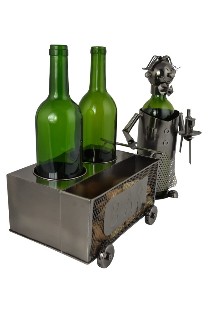 Wine Bottle Rack with Cork Holder Holds 2 Bottles