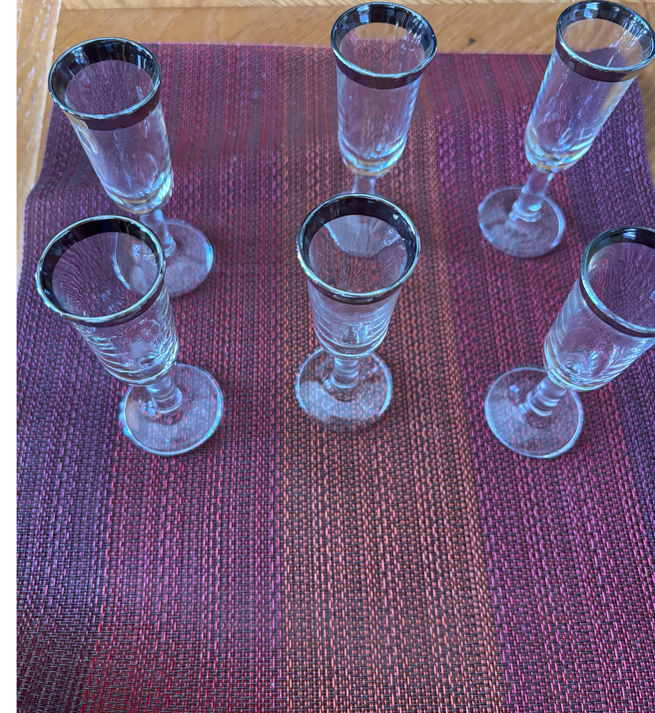 Cordial Glasses featuring sterling silver rims