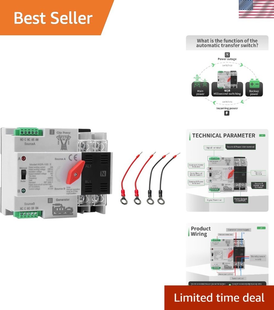100A AC 110V Automatic/Manual Transfer Switch - Fast Power Changeover Solution