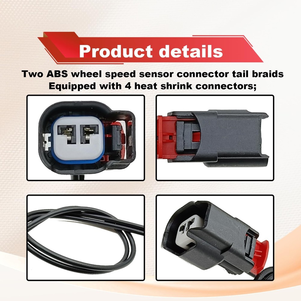 2Pcs ABS Wheel Speed Sensor Wiring Harness Connector Pigtail Plug Compatible