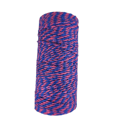 Blue & Pink Striped String Thread Spool Roll