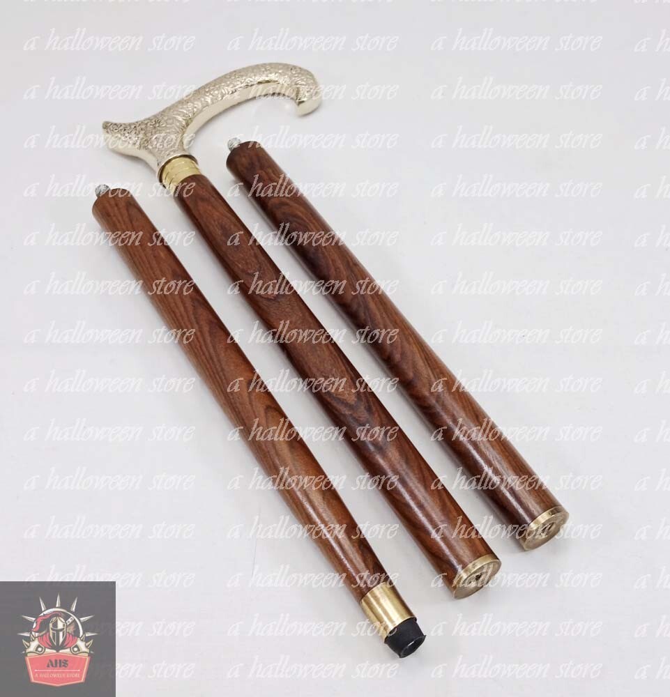 Designer Solid Brass Derby Head Handle Victorian Cane Wooden Walking Stick Gift