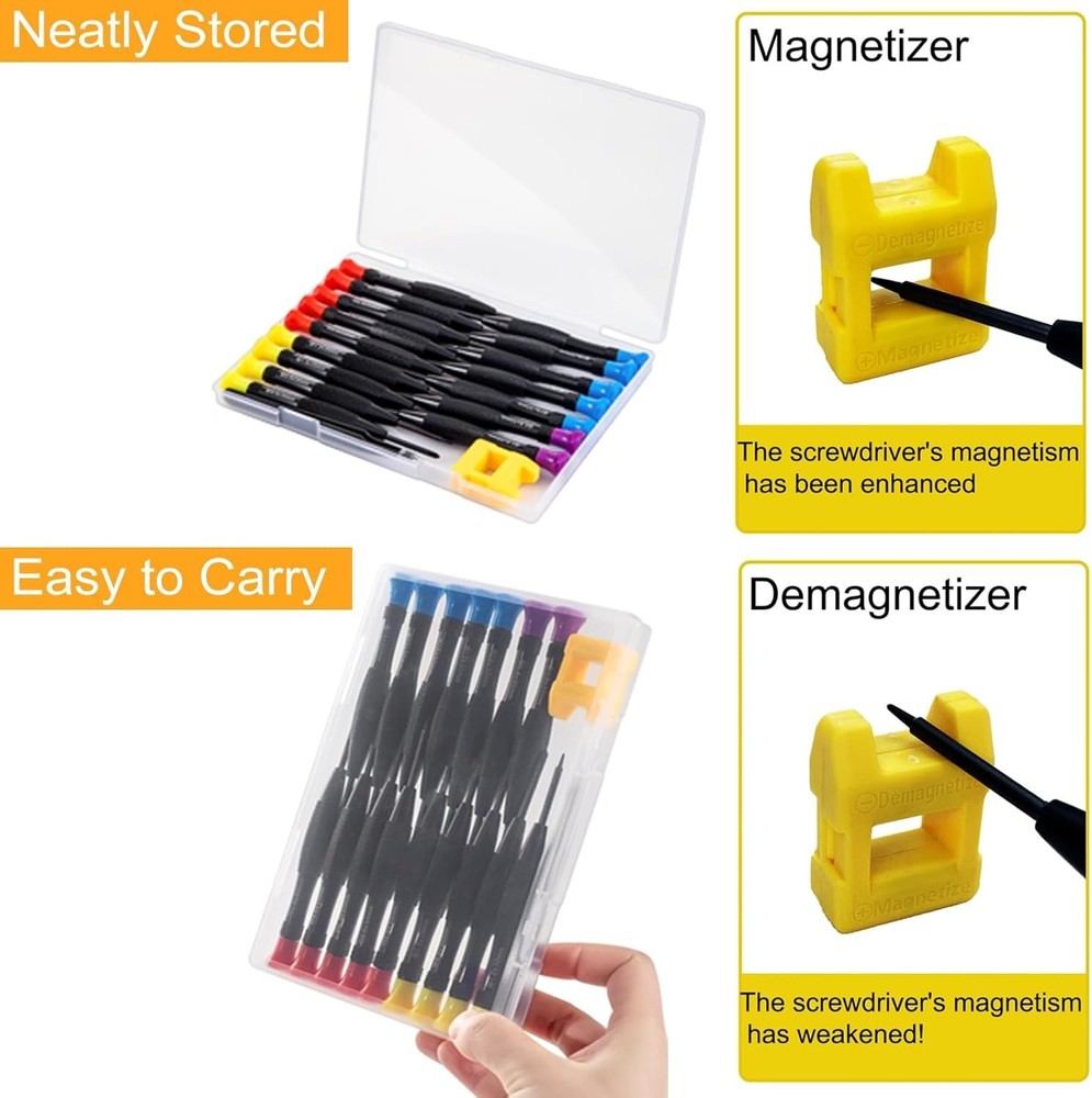 18PCS Mini Precision Screwdriver Set With Case, Magnetic Small Flathead