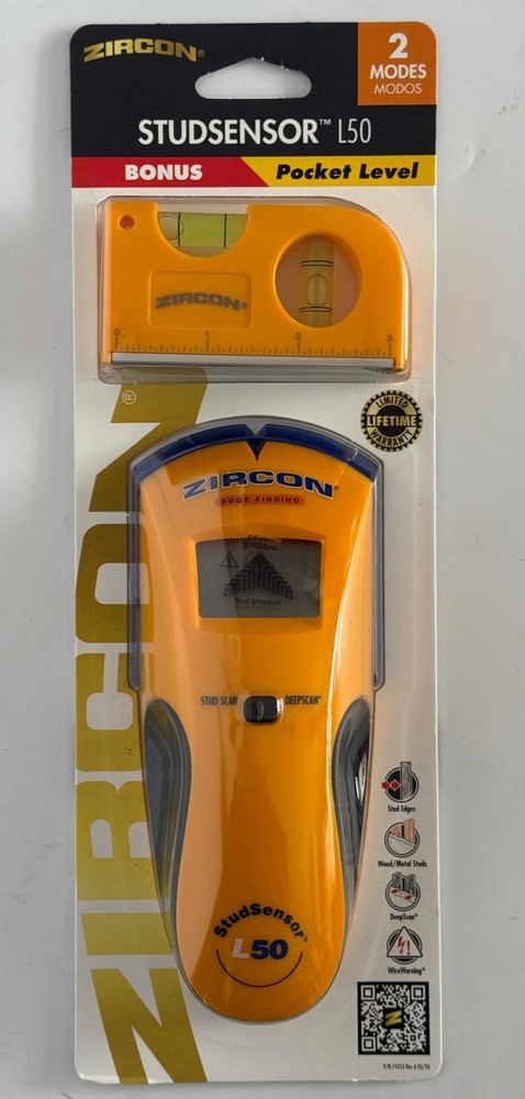 Zircon StudSensor L50 Edge Finding Electronic Stud Finder Sensor w/Pocket Level
