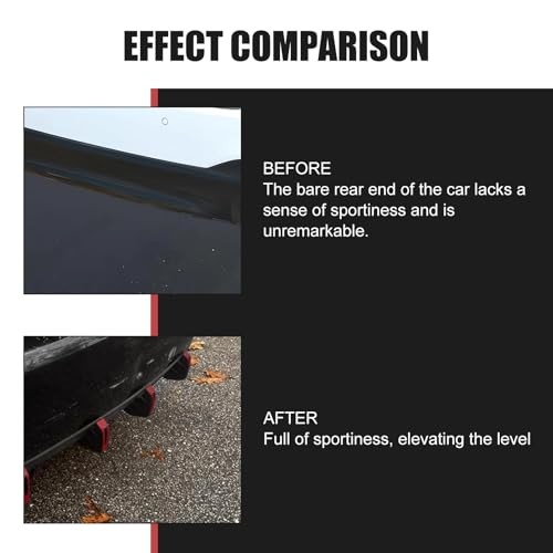 Car Lower Bumper Lip Diffuser, 4.9" x 2.5" Spoiler Fin 4 PCS Red & Black