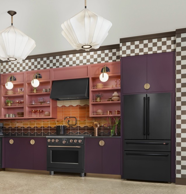 Cafe Matte Black 4 Piece Kitchen with 36" Gas Range & Refrigerator
