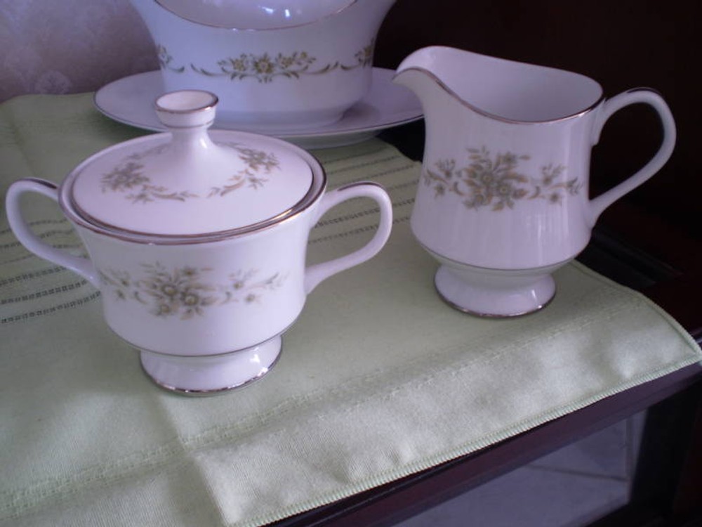 SUGAR BOWL/LID& CREAMER PLATINUM-SANGO-MANDARIN-3693