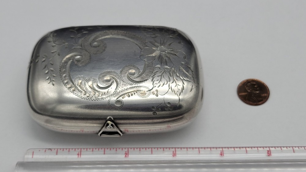 Antique Sterling Silver Engraved Floral Soap Case