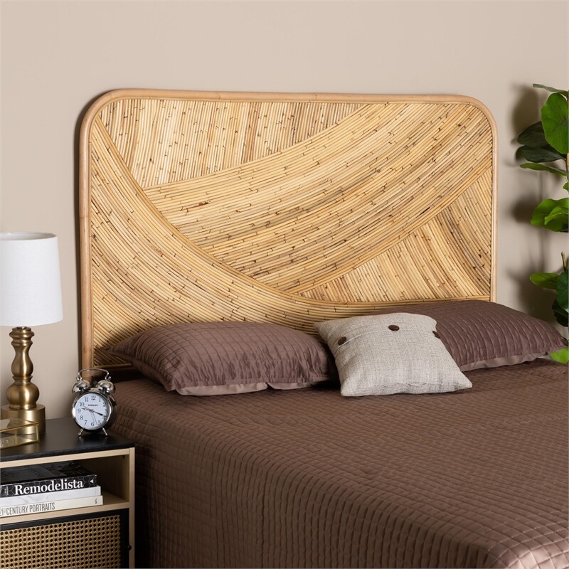 Baxton Studio Delphi Natural Brown Rattan Queen Size Standalone Headboard