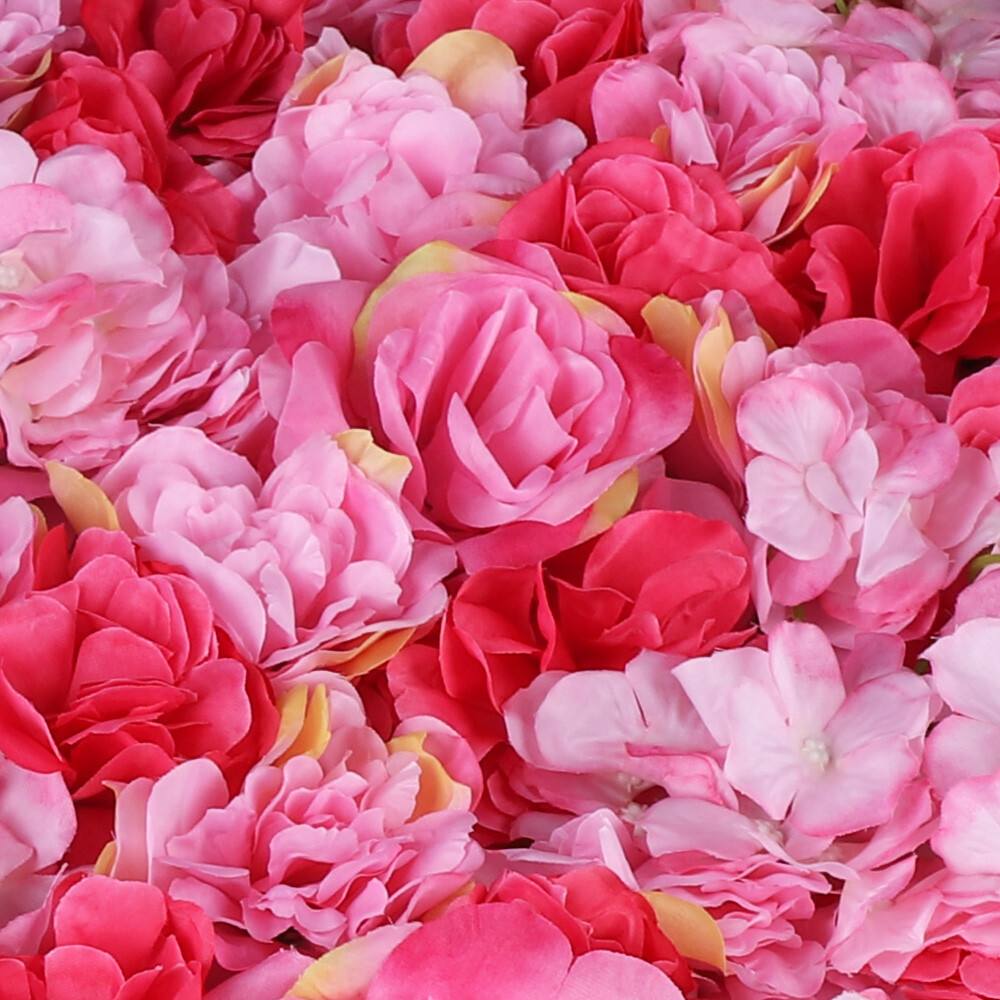 12Pcs Artificial Silk Flower Hydrangea Wall Panel Pink Rose Panels Floral Mat