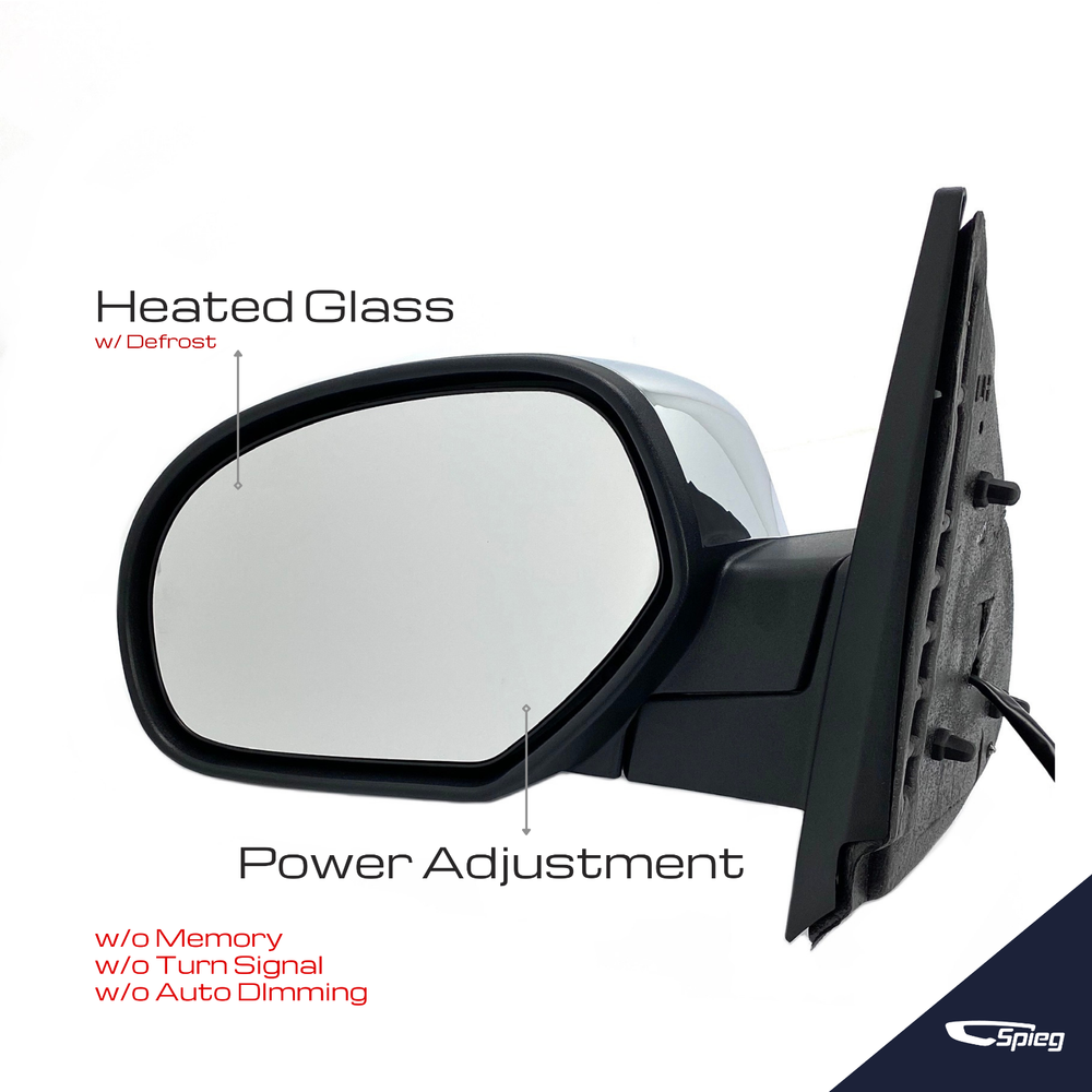 Side Mirror for 2007-13 CHEVY SUBURBAN SILVERADO Power Heated Chrome DRIVER SIDE