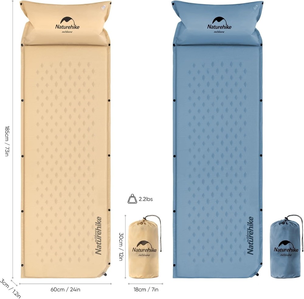Self-Inflating Sleeping Pad, Ultralight Memory Foam Camping Pad with Pillow, ...