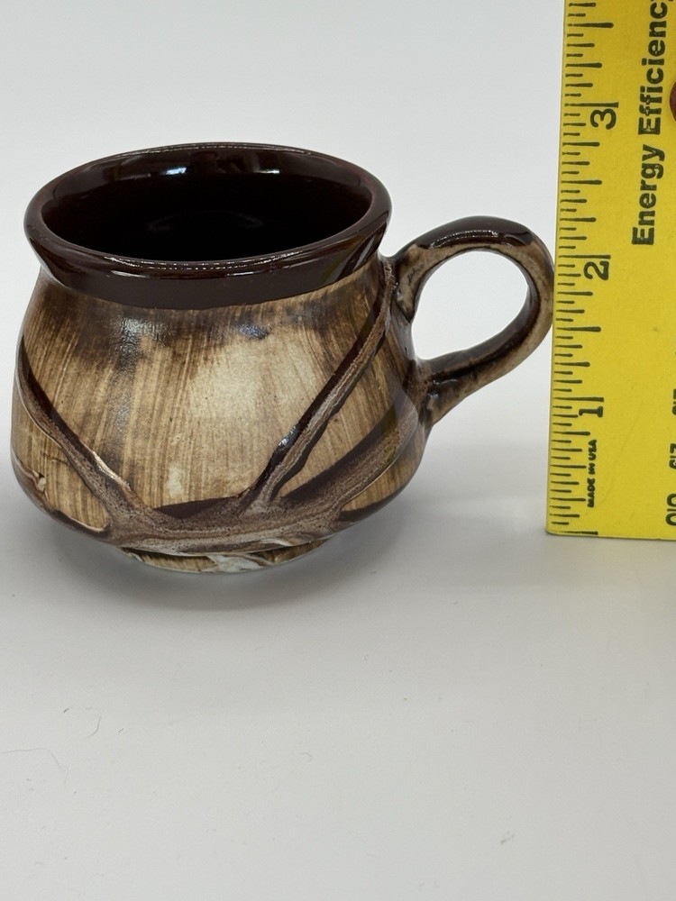 Drip Glazed Mugs Brown And Cream Signed