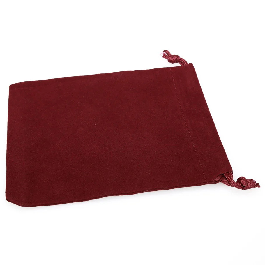 Small Burgundy Suede Cloth Dice Bag