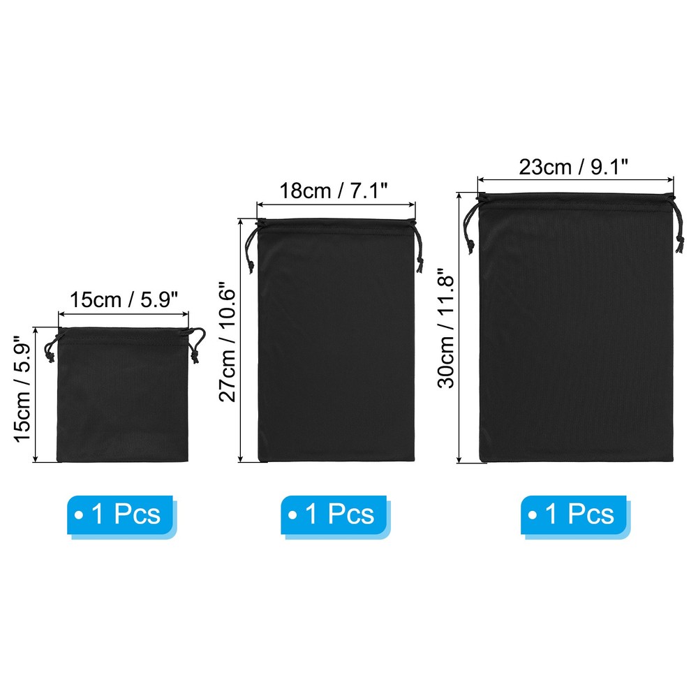 Ski Goggle Bag, 3 Pack Microfiber Pouch Protective Storage Case Sleeve, Black