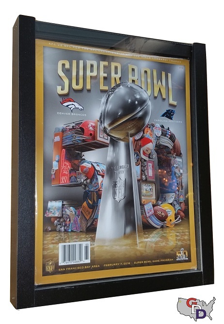 Sports Program Display Frame Magazine Black Shadow Box Standard Over .5" Deep