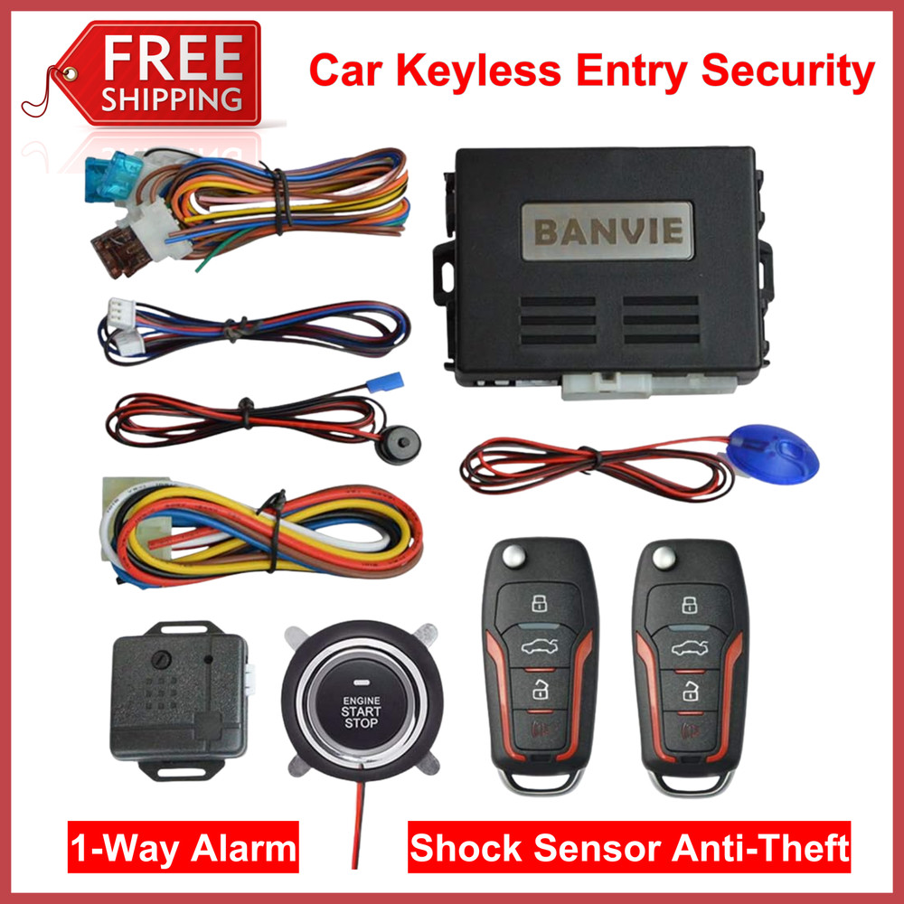 Car Alarm System With Remote Engine Starter & Push to Start Stop Ignition Button