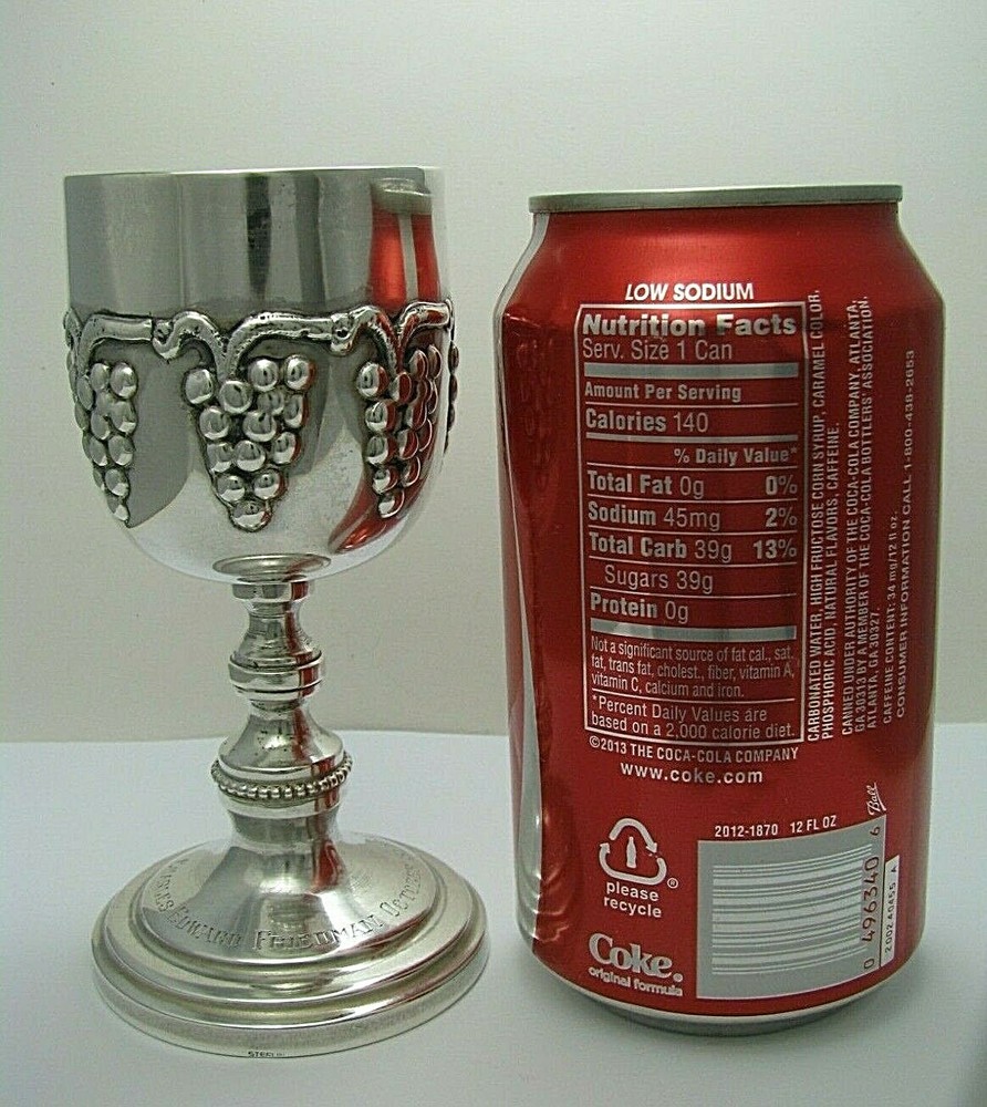 STERLING SILVER KIDDUSH CUP STERLING SILVER GOBLET "Grapevine" Judaica ca1960s