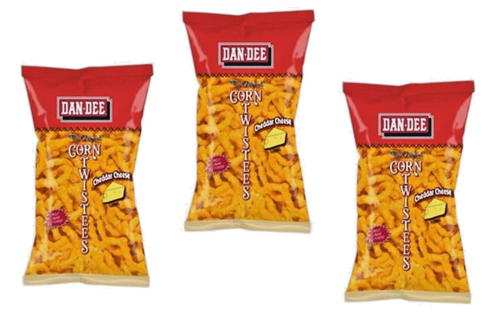 Dan Dee Cheddar Cheese Flavored Corn Twistees 7oz Bag 3 Pack