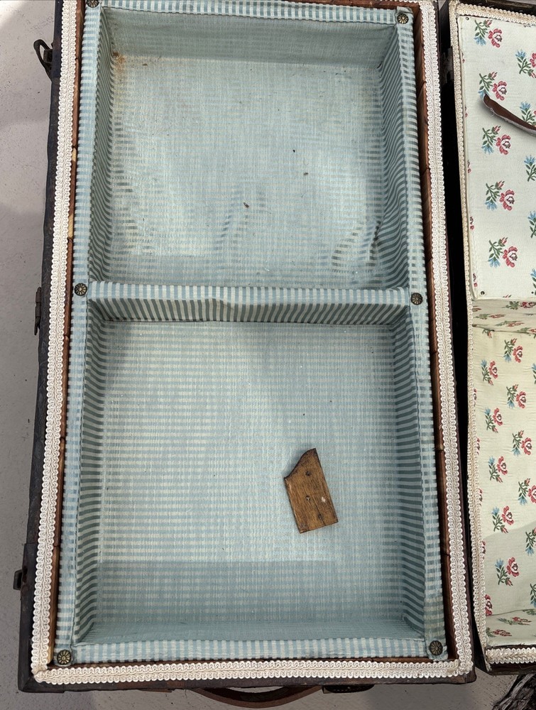 Antique Camelback Domed Steamer Trunk, Oak and Cedar Lined