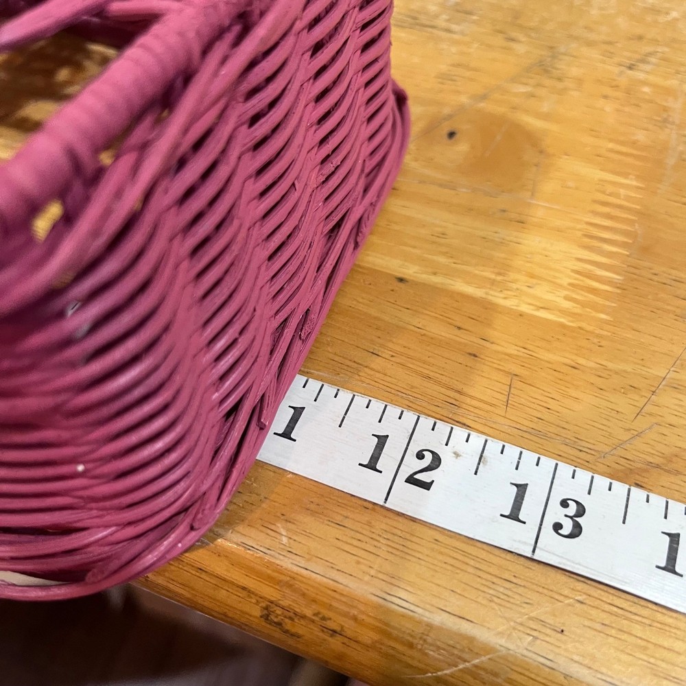 Vtg Mauve Woven Wicker Tissue Box Cover Rectangular Boho Cottagecore Pink Holder