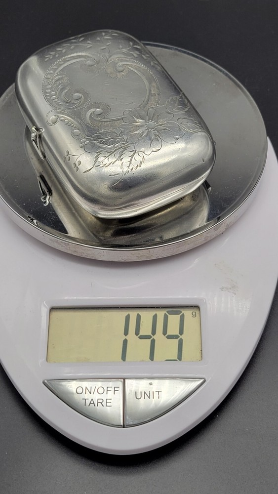 Antique Sterling Silver Engraved Floral Soap Case