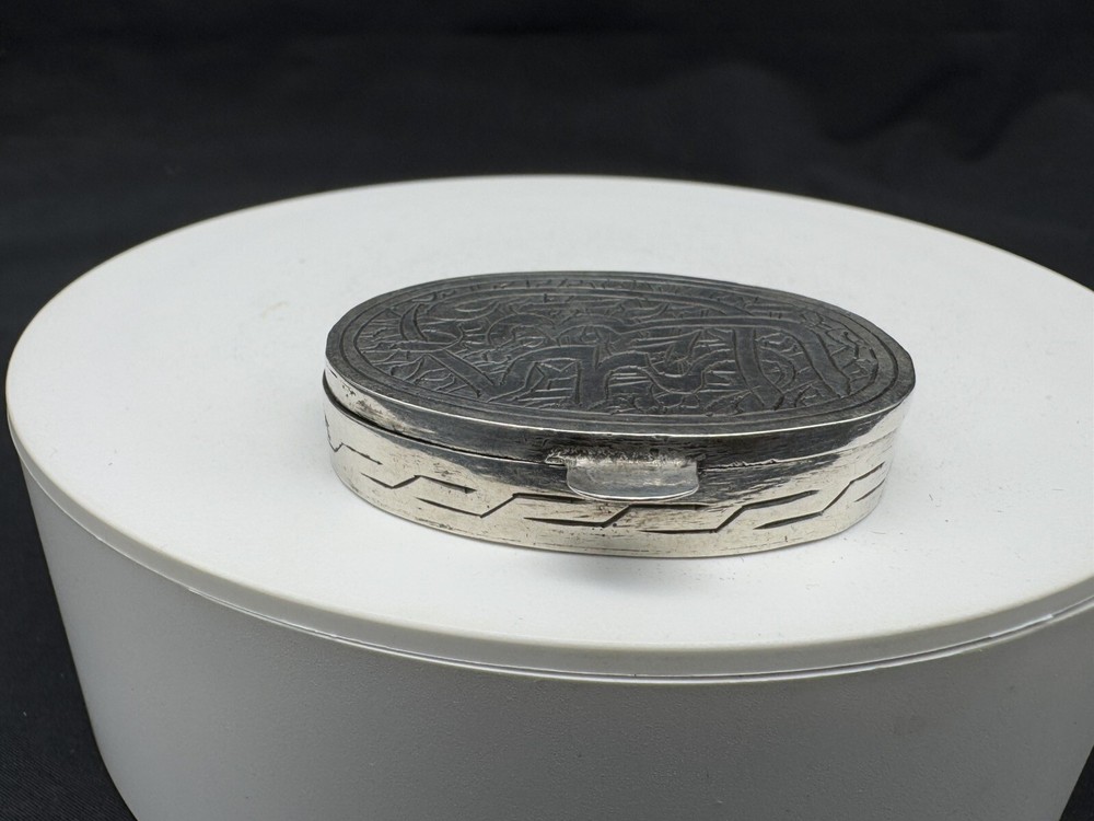 Antique Sterling Silver Oval Pill Box, 26 grams