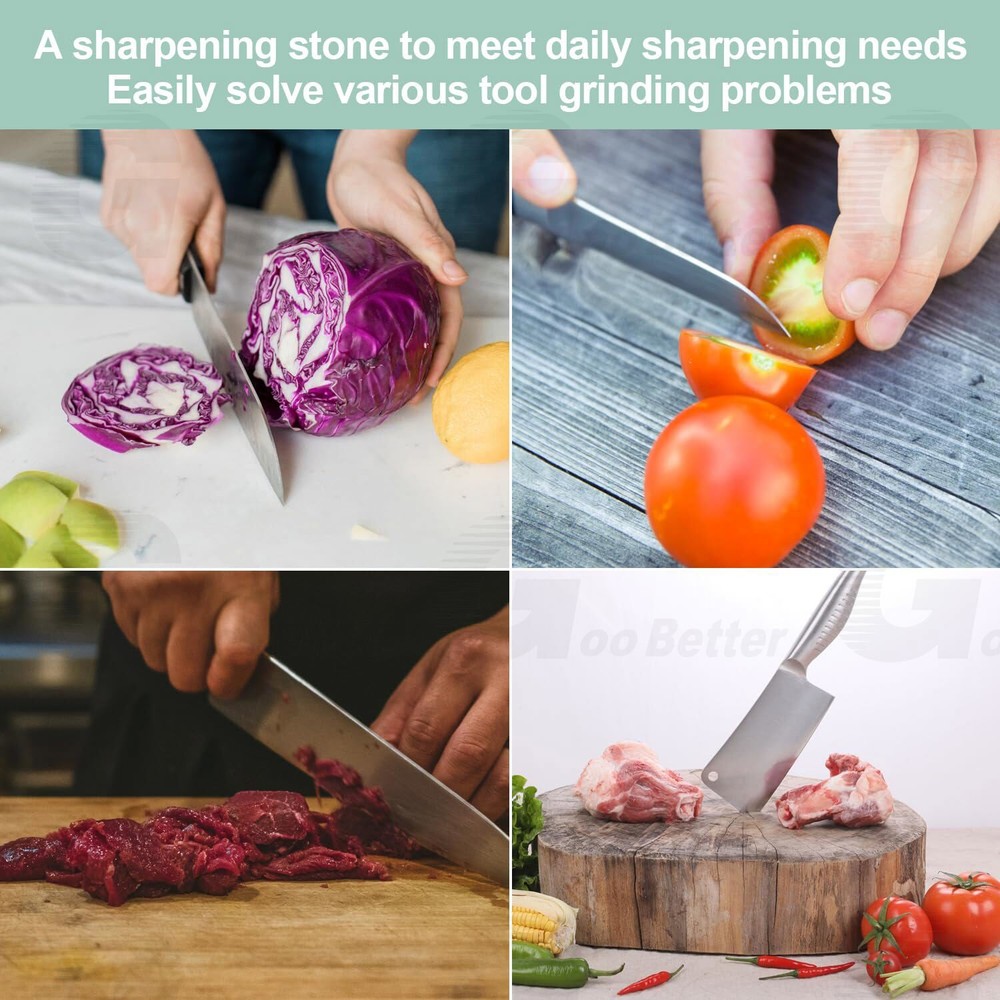 Knife Sharpening Stone Includes 2 Side Grit 400/1000 Whetstone for Kitchen Knive