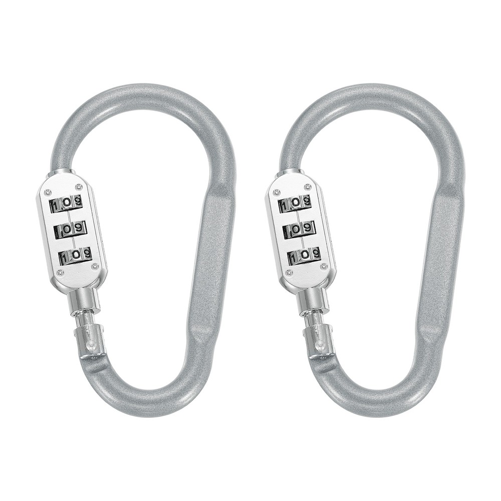4.2 Inch Length Combination Lock, 2PCS 3 Dial Digit Combo D-Ring Locking, Silver
