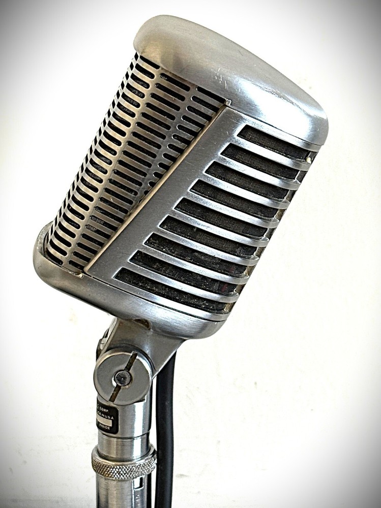 Vintage 1950's ASTATIC 77L Dynamic Microphone, original element, stand & cable