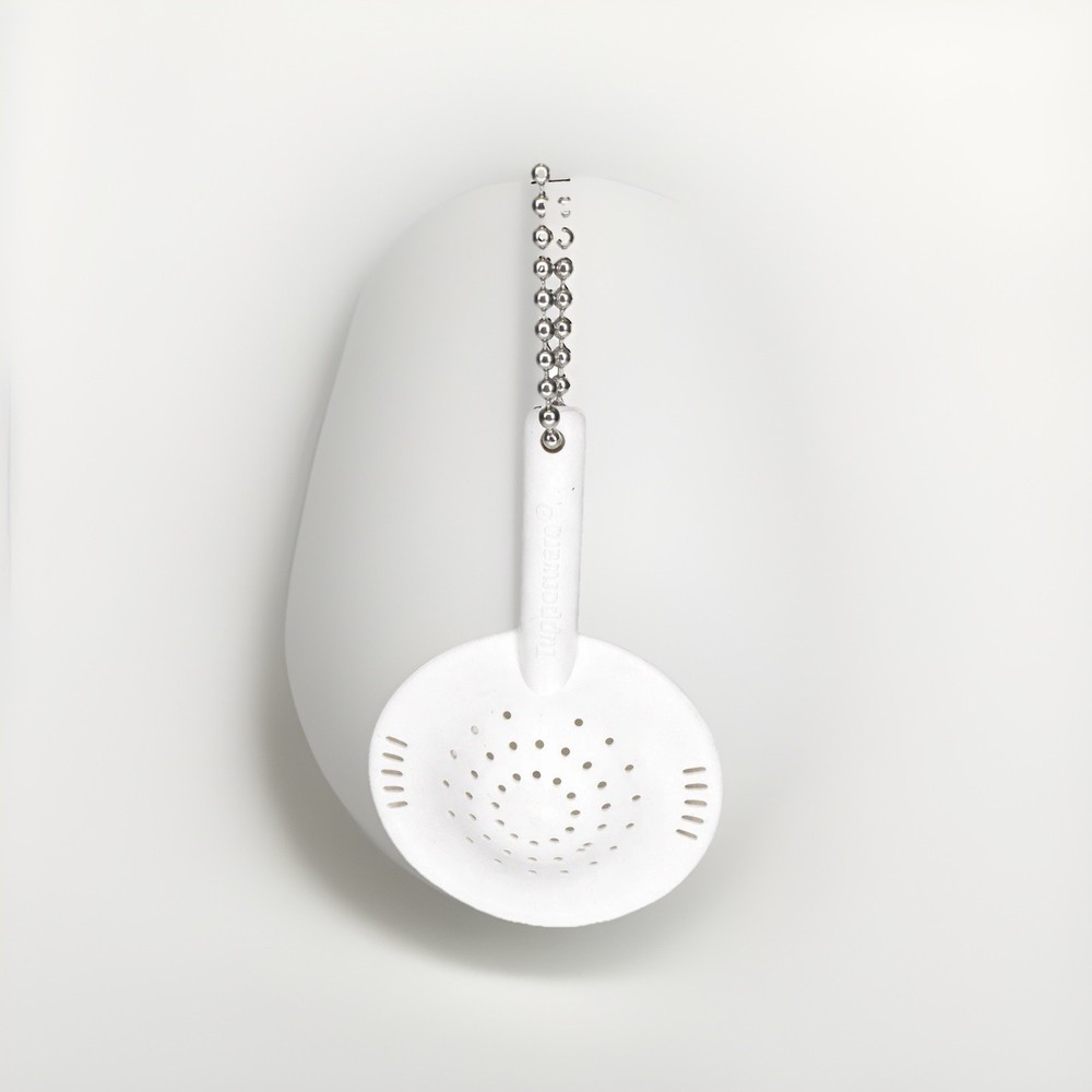 Vintage Tupperware Mini Strainer Keychain 3” White Plastic Colander Tool