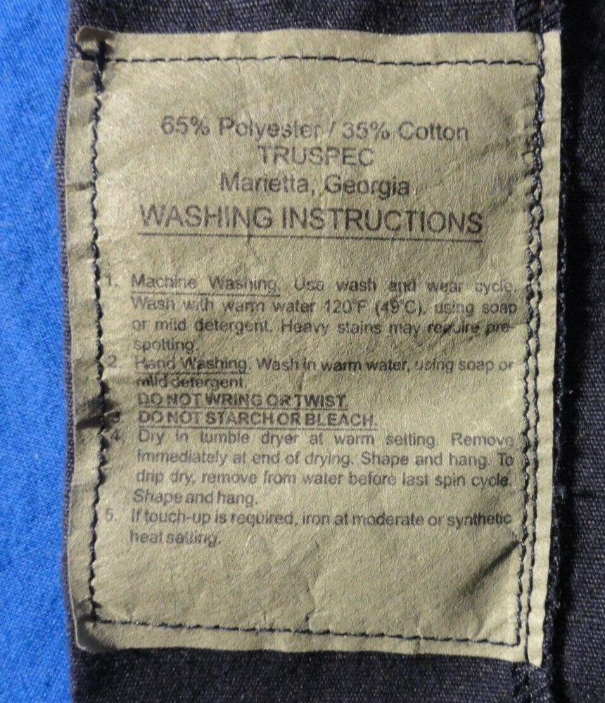 TRU-SPEC CAMOUFLAGE BDU 2 POCKET UNIFORM DARK BLUE BUTTON UP JACKET MEDIUM