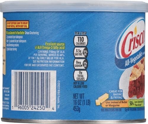 Crisco All-Vegetable Shortening, 16 Ounce