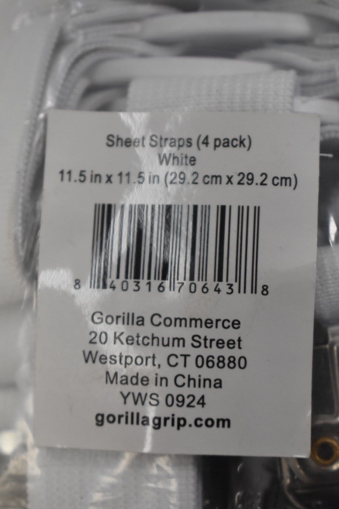 Gorilla Grip Bed Sheet Straps Adjustable Elastic Fasteners w. Metal Clips 4 Pack