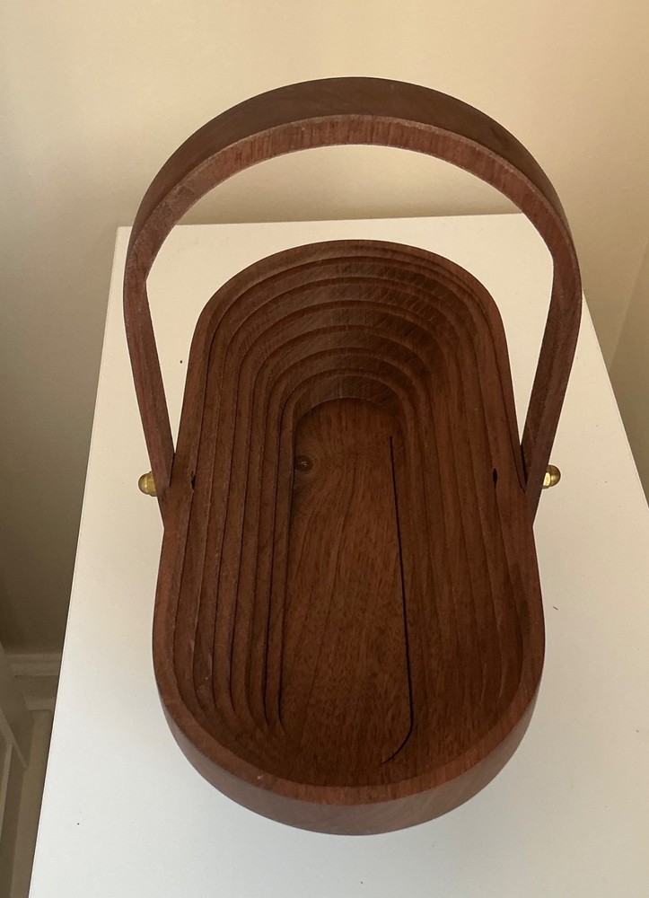 Deep Spring Collapsible Wooden Basket Signed