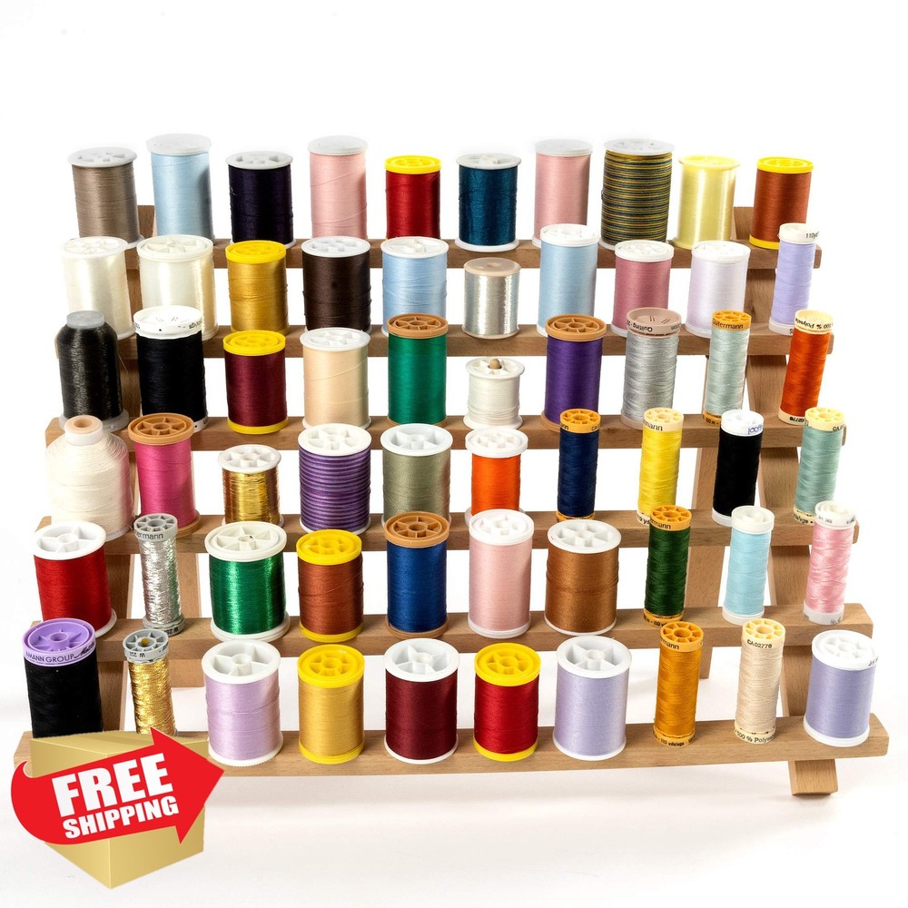 Dritz Wooden Thread Rack 60 Spool Wall Mount Sewing Organizer