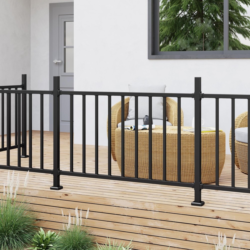 9pcs 28" H x 4ft Metal Deck Balusters Spindles Railing Deck Railing Matte Coated