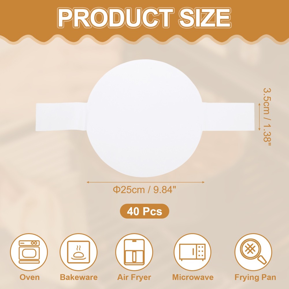 40 Sheets Parchment Paper Rounds, 10" Circle Baking Sheets, White