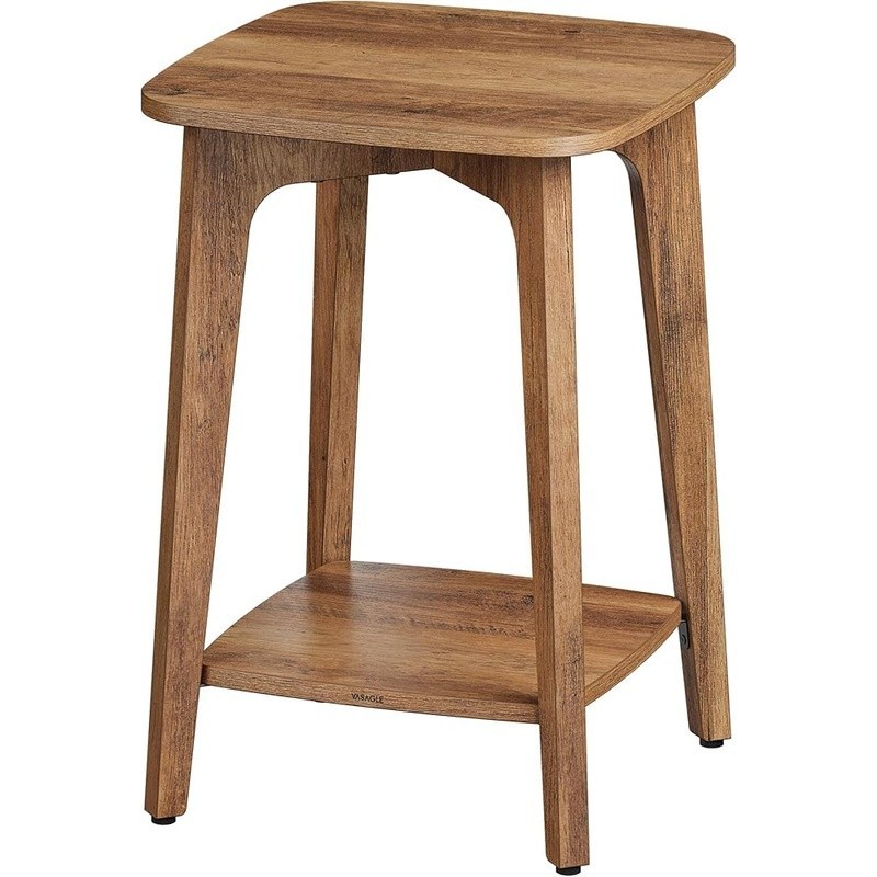 Mid-Century Modern 2-Tier Nightstand End Table Compact Storage Organizer New